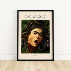 Caravaggio Art Prints - Medusa 1597 art print featuring Medusa's severed head with snakes, capturing Baroque intensity.