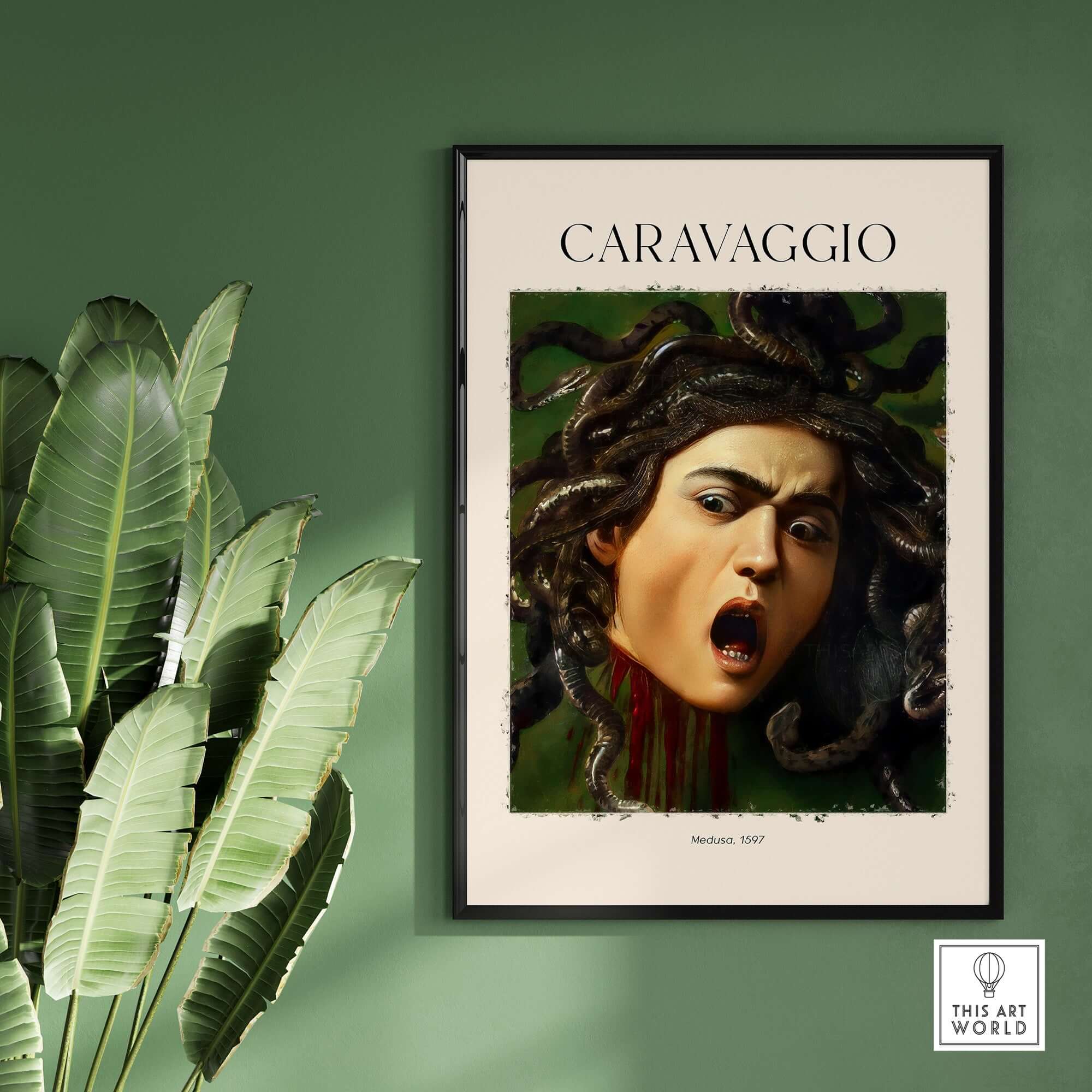 Caravaggio Art Prints - Medusa 1597 featuring Medusa with snakes capturing emotional intensity and Baroque realism.