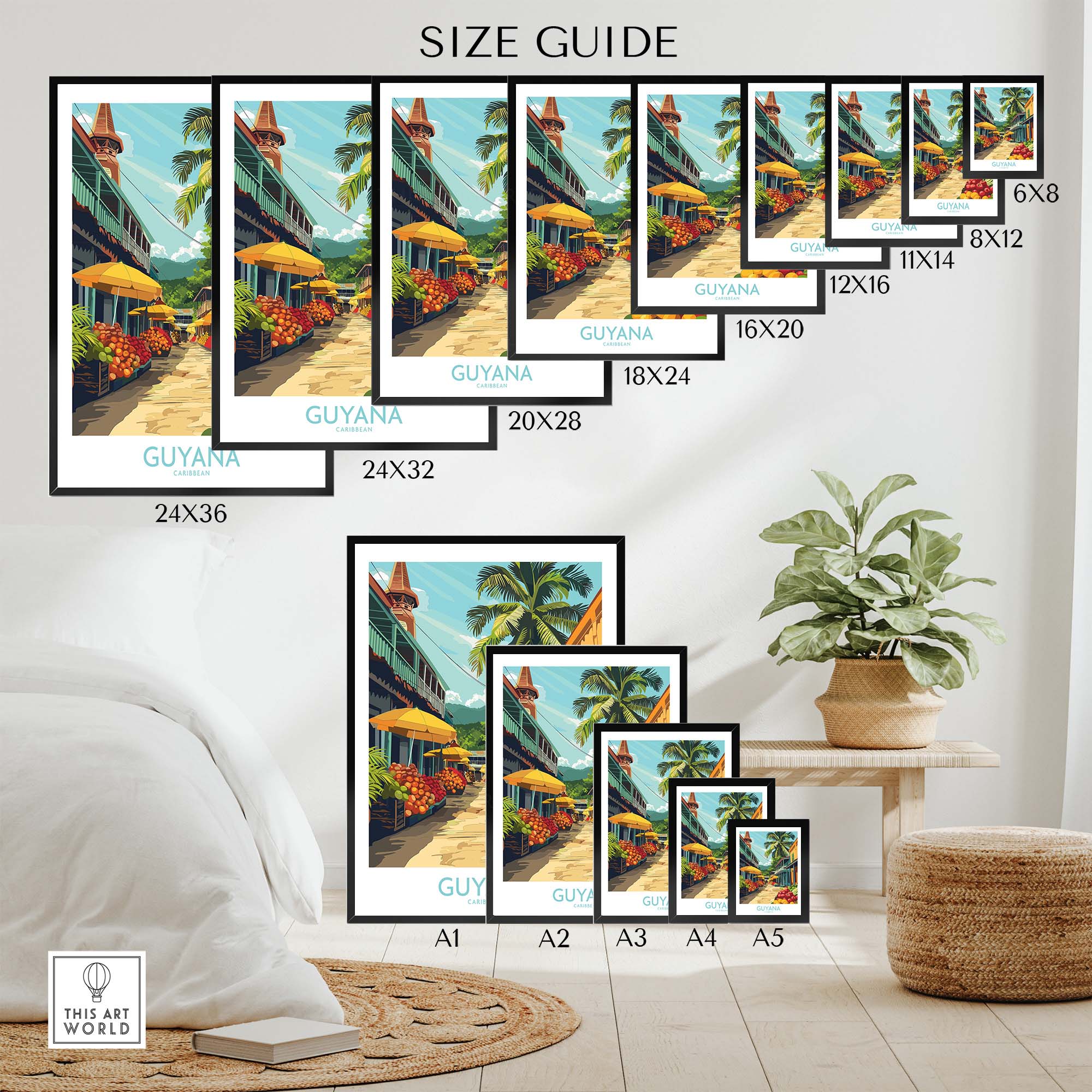 Caribbean Guyana Poster Stunning Wall Art Souvenir from the Tropics