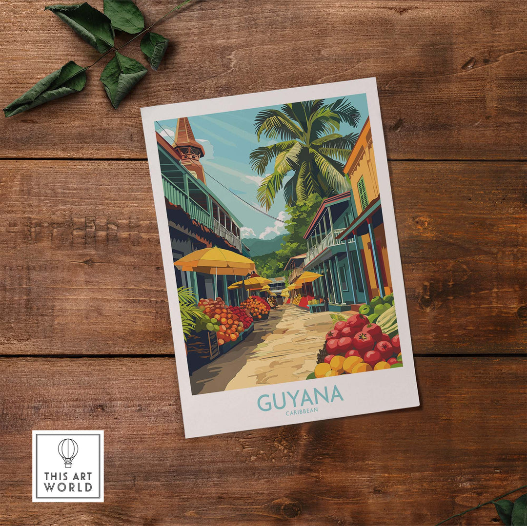 Caribbean Guyana Poster Stunning Wall Art Souvenir from the Tropics
