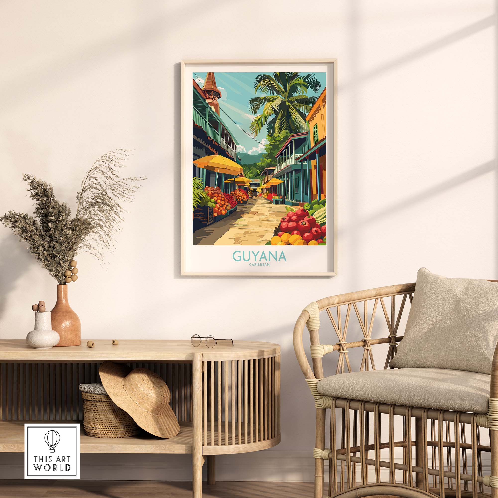 Caribbean Guyana Poster Stunning Wall Art Souvenir from the Tropics