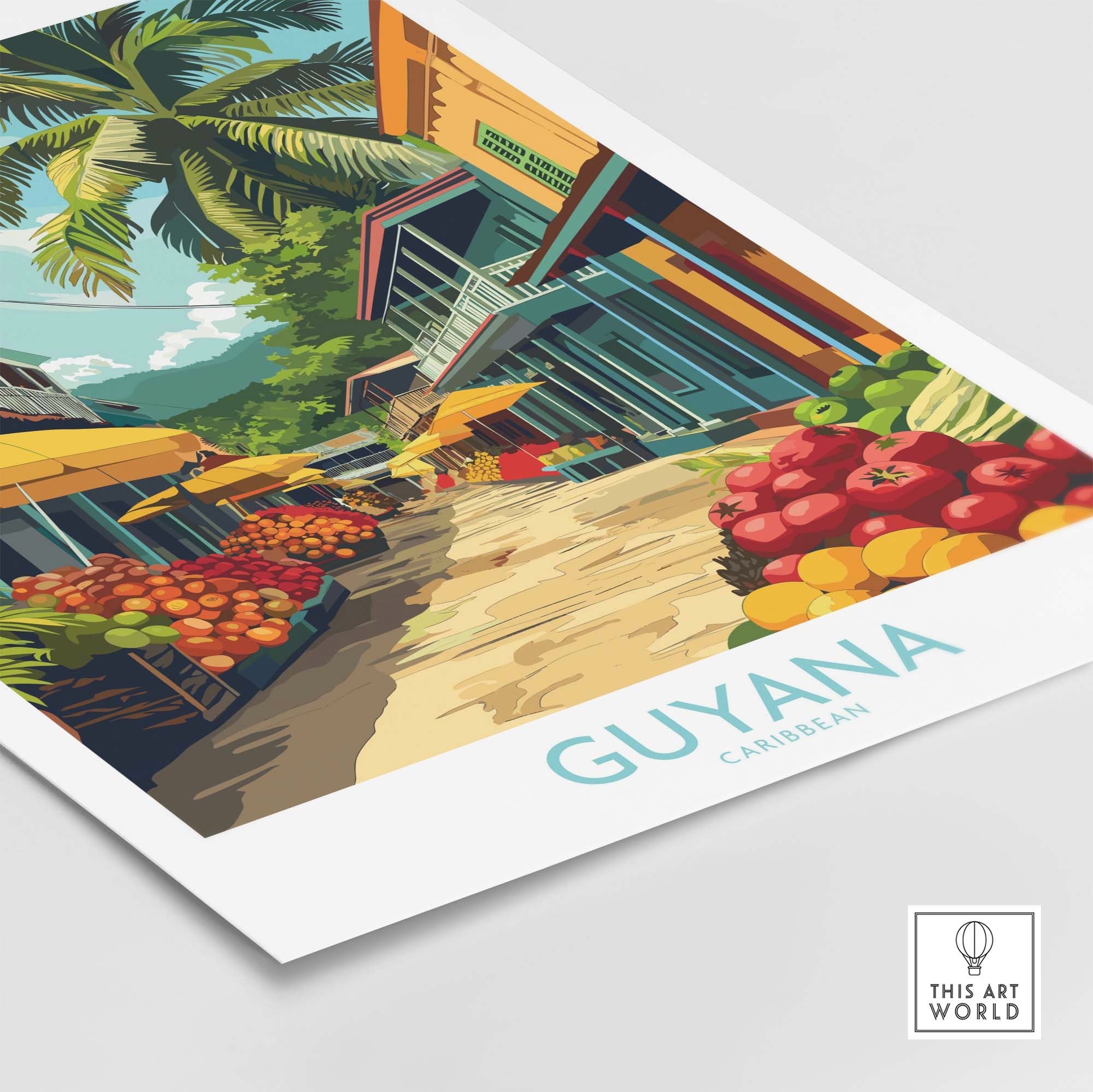 Caribbean Guyana Poster Stunning Wall Art Souvenir from the Tropics