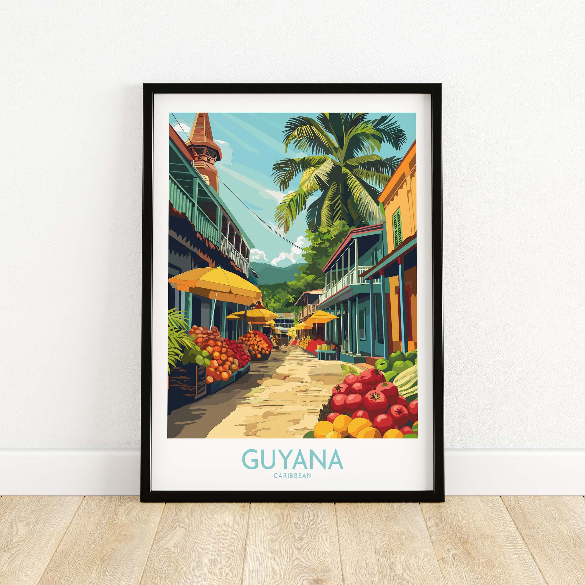 Caribbean Guyana Poster Stunning Wall Art Souvenir from the Tropics