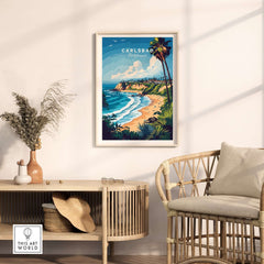 Carlsbad Print California showcasing the beautiful coastline of California in a stylish living space.