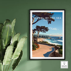 Carmel-by-the-Sea Poster Print showcasing California's coastal beauty with vibrant landscapes.
