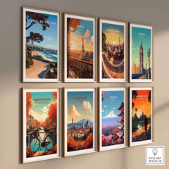 Carmel-by-the-Sea Poster Print alongside other travel posters showcasing beautiful destinations.
