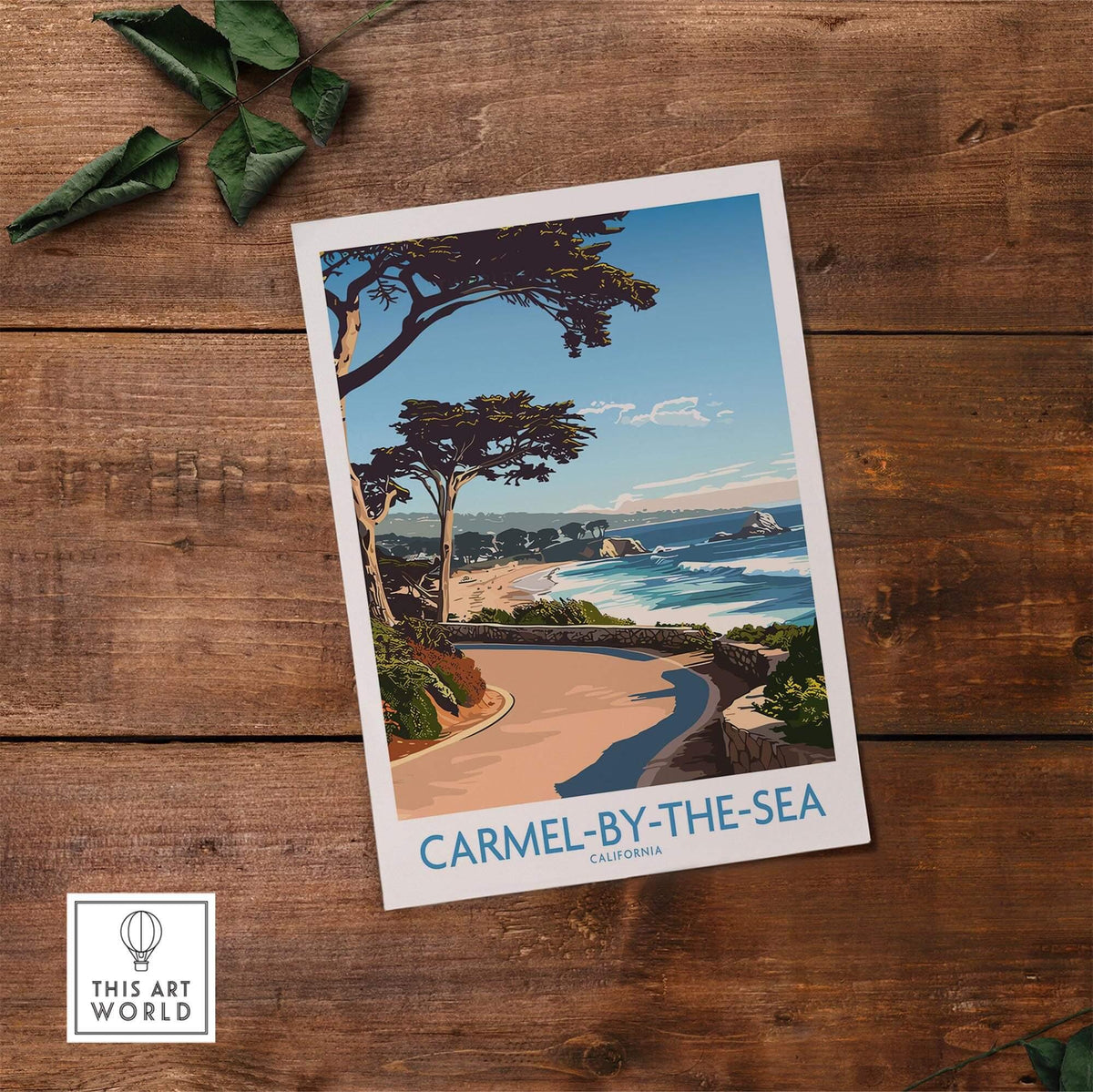 Carmel-by-the-Sea Wall Art Print featuring beach scenery and coastal views, perfect for home decor.