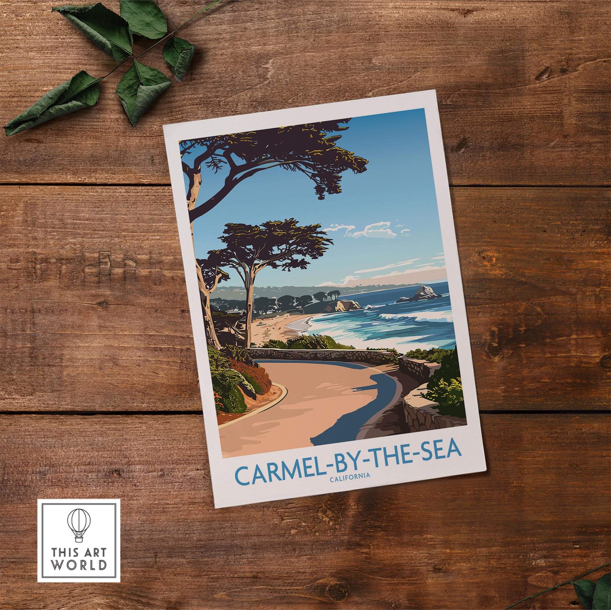 Carmel-by-the-Sea Wall Art Print featuring beach scenery and coastal views, perfect for home decor.