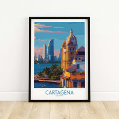 Cartagena Colombia Art Print | City Skyline Poster featuring vibrant cityscape with historic architecture.