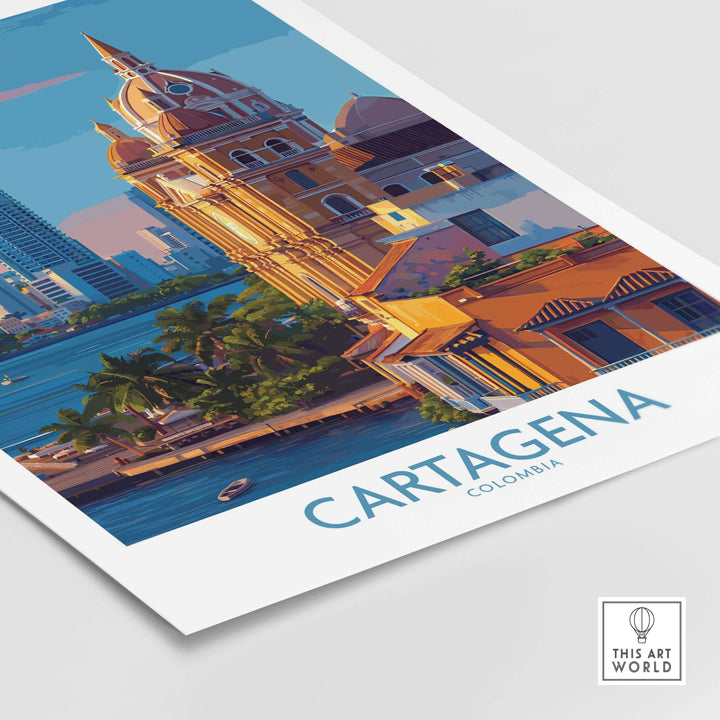 Cartagena Colombia Art Print | City Skyline Poster showcasing the vibrant skyline and historic architecture of Cartagena.