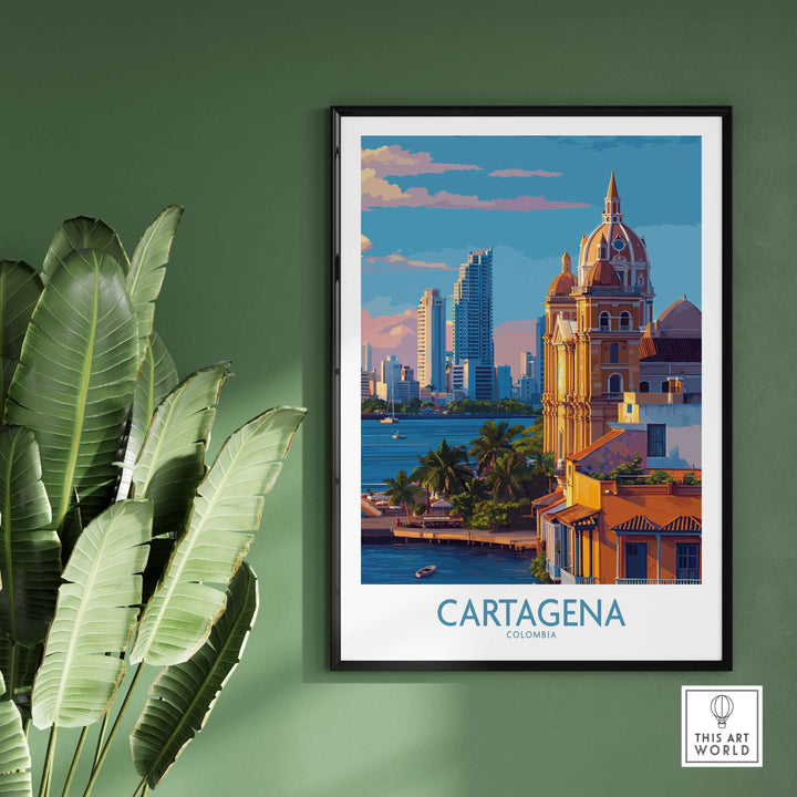 Cartagena Colombia Art Print | City Skyline Poster featuring vibrant city skyline and historic architecture.