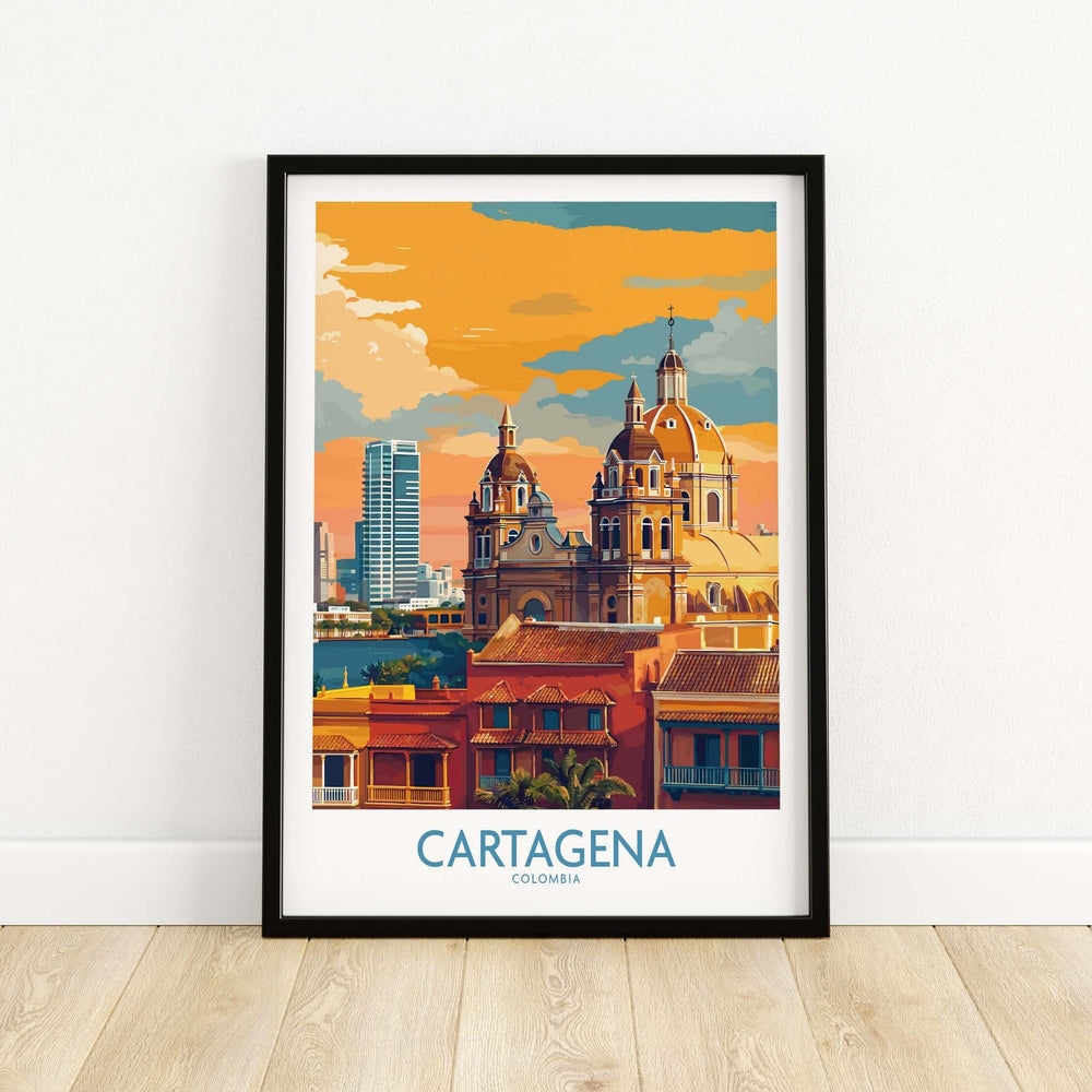 Cartagena Colombia Art Print | Walled City Travel Poster showcasing vibrant historic architecture