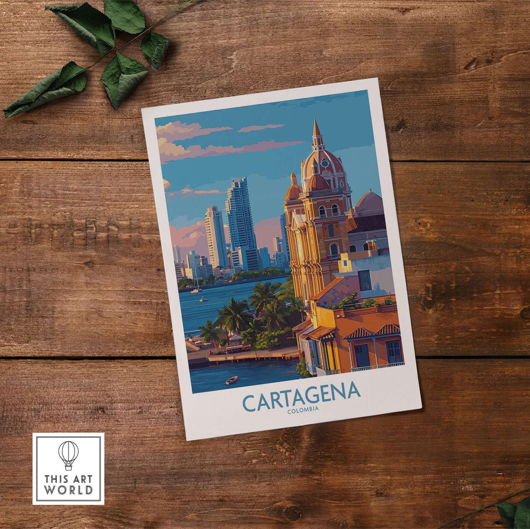 Cartagena Colombia Art Print | City Skyline Poster showcasing vibrant urban landscape and historic architecture.