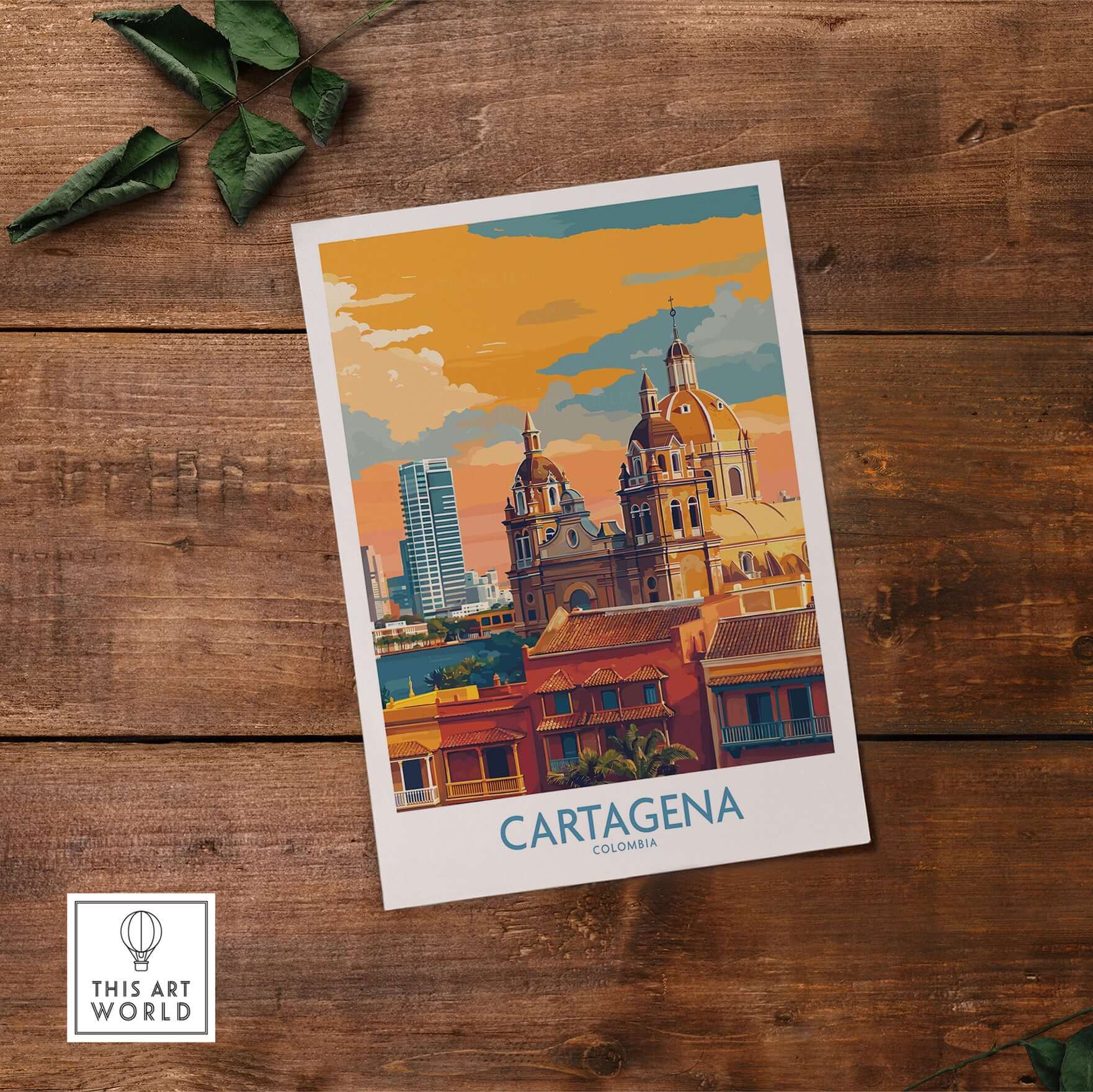 Cartagena Colombia Art Print | Walled City Travel Poster featuring historic architecture and vibrant colors.