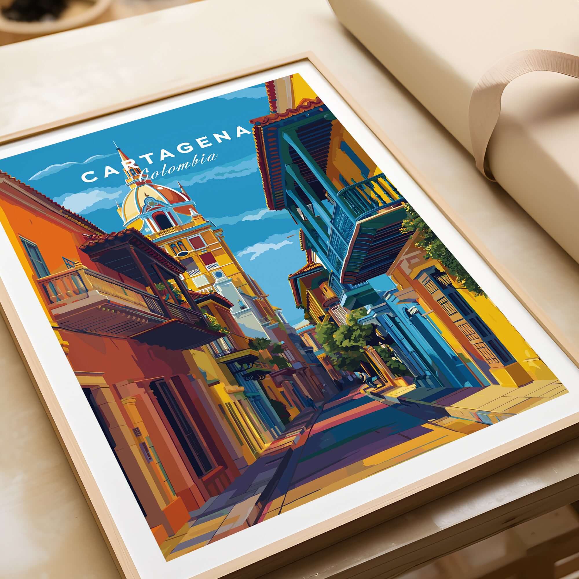 Cartagena Old Town View Print | Caribbean Architecture Wall Art captured in vibrant colors and intricate details.