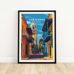 Cartagena Old Town View Print | Caribbean Architecture Wall Art showcasing vibrant streets in Cartagena, Colombia.