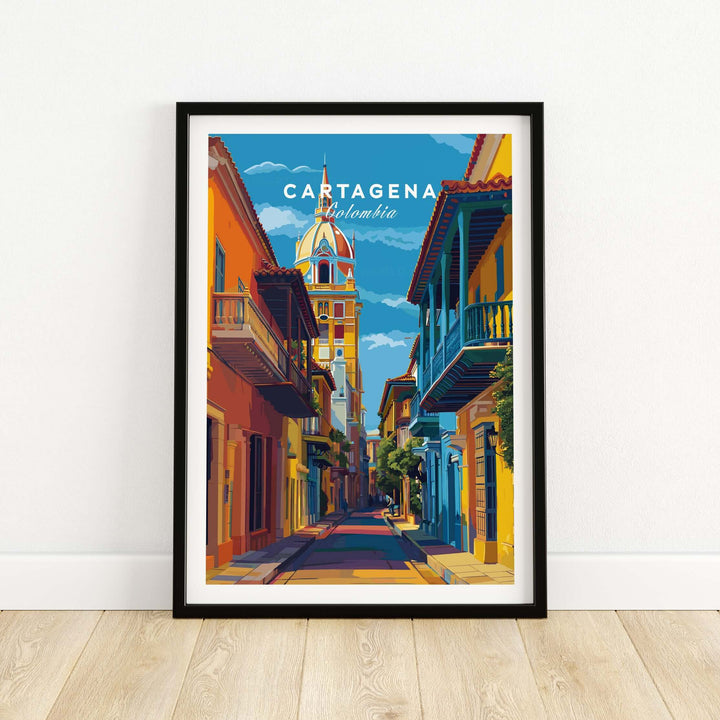Cartagena Old Town View Print | Caribbean Architecture Wall Art showcasing vibrant streets.
