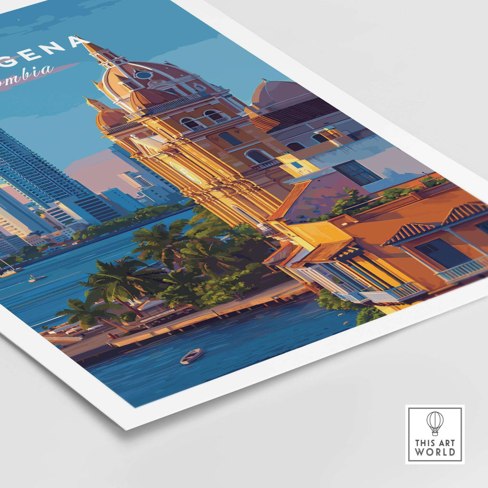 Cartagena Print | Caribbean City Wall Decor featuring vibrant architecture and tropical scenery.