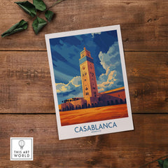 Casablanca Poster Morocco showcasing the vibrant tower and scenic beauty of Morocco's architecture.