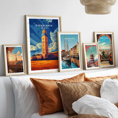 Beautiful home decor featuring Casablanca Print Morocco and other stunning city prints.