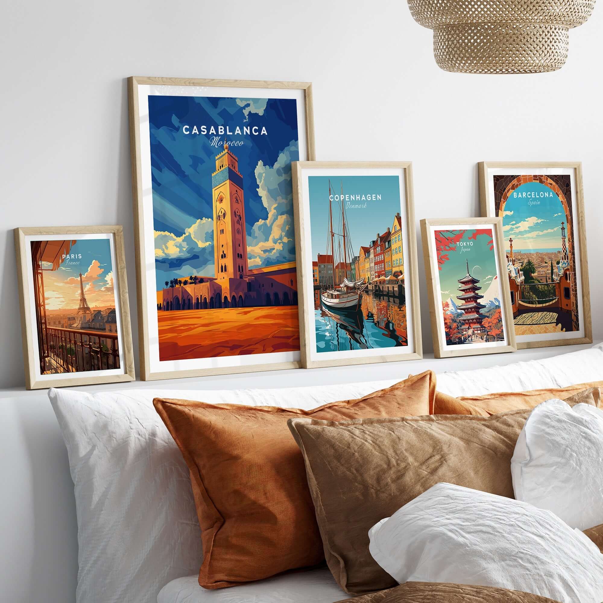 Beautiful home decor featuring Casablanca Print Morocco and other stunning city prints.