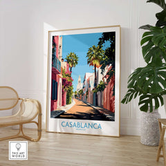 Casablanca Wall Art Print showcasing vibrant colors and intricate designs of the iconic city.