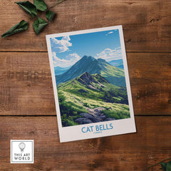 Cat Bells Art Print - Lake District showcasing a vibrant mountain view, perfect for home decor.