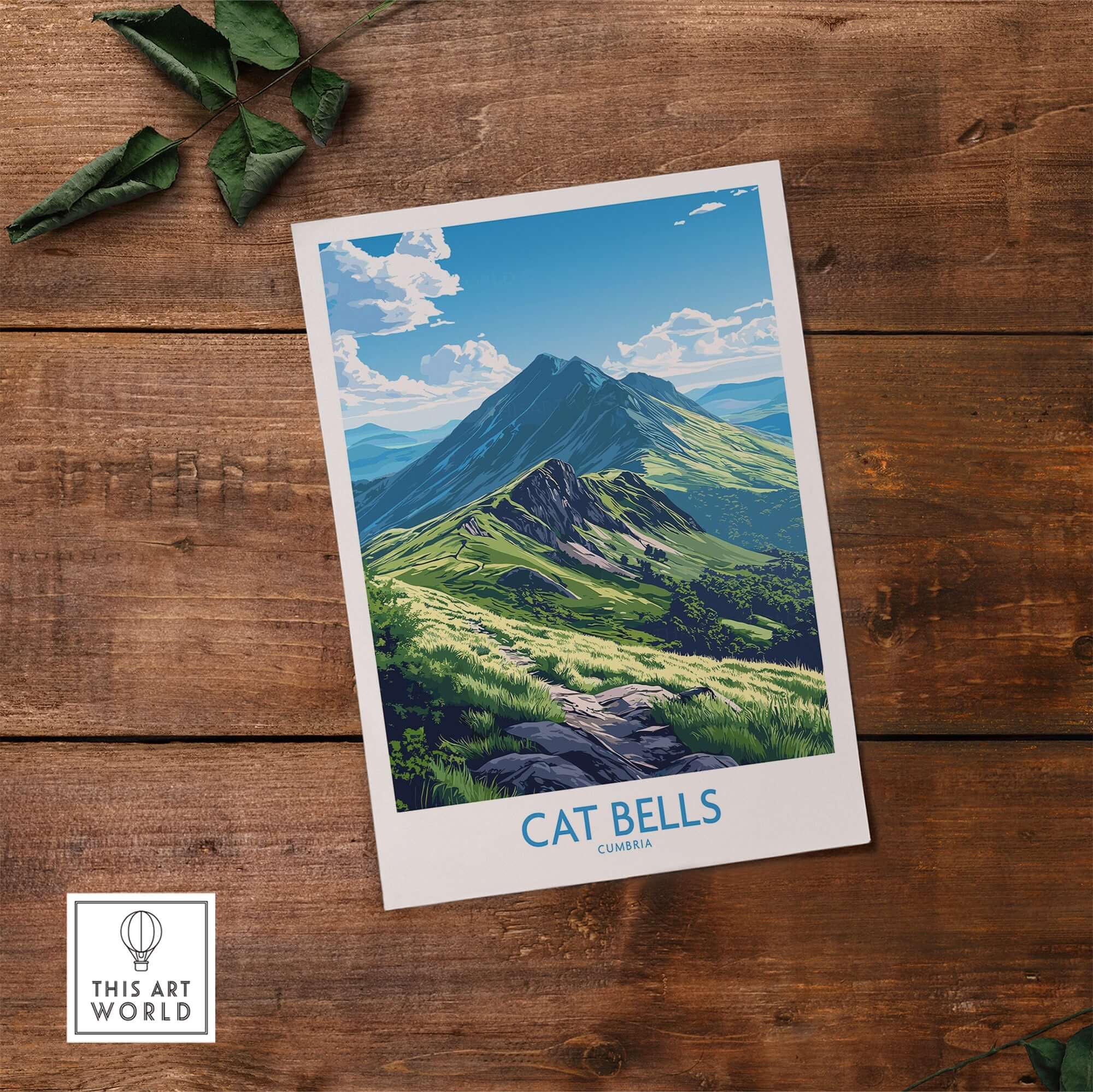 Cat Bells Art Print - Lake District showcasing a vibrant mountain view, perfect for home decor.