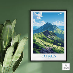 Cat Bells Art Print - Lake District showcasing a vibrant mountain landscape, perfect for home decor.