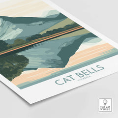Cat Bells Poster Lake District featuring minimalist design of iconic mountain in the Lake District.