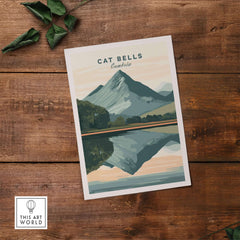 Cat Bells Print Lake District featuring the iconic Cat Bells peak and reflection in a serene landscape.