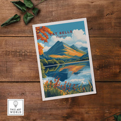 Cat Bells Travel Print - Lake District featuring autumn colors and mountain landscape.