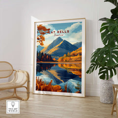 Cat Bells Wall Art - Lake District - Stunning landscape of Cat Bells reflected in water, vibrant autumn colors.