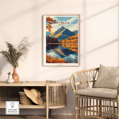 Cat Bells Wall Art - Lake District framed in a stylish room with a scenic landscape of Cat Bells.