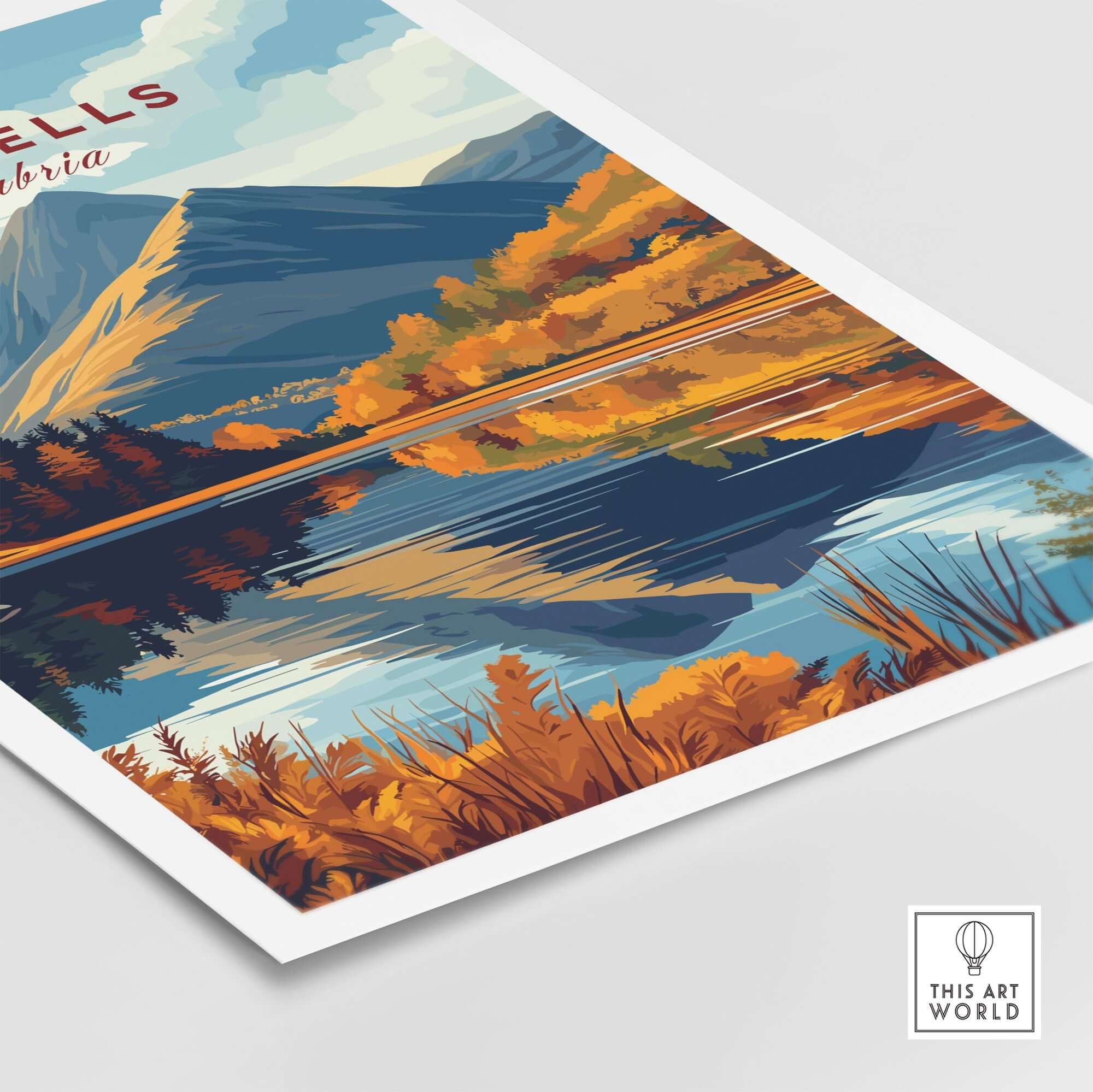 Cat Bells Wall Art - Lake District capturing the stunning landscape of Cumbria with vibrant autumn colors and reflections.