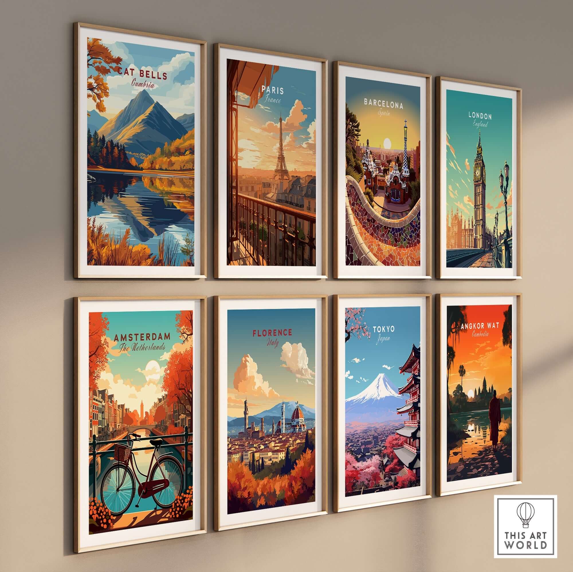 Cat Bells Wall Art - Lake District alongside scenic posters from Paris, Barcelona, London, Amsterdam, Florence, and Tokyo.