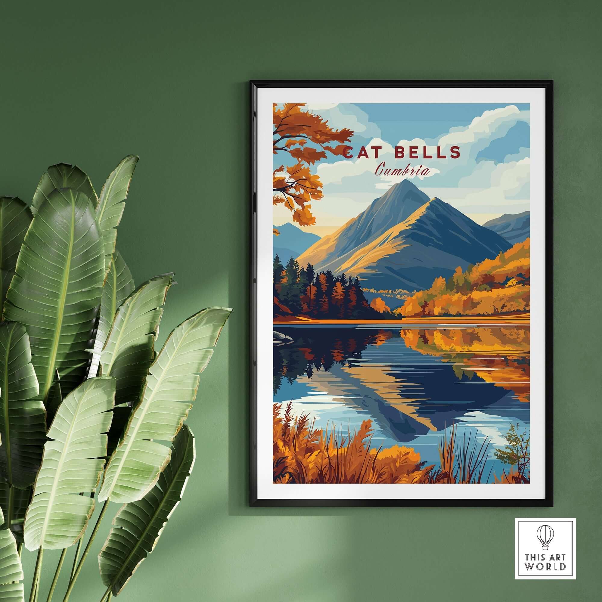 Cat Bells Wall Art - Lake District featuring vibrant mountains and reflections in water, enhancing your space with nature.