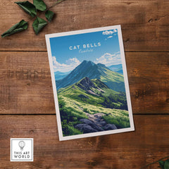 Cat Bells Wall Art Poster - Lake District showcasing the majestic Cat Bells mountain in vibrant colors.