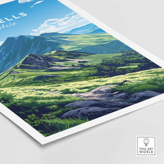 Cat Bells Wall Art Poster - Lake District showcasing the serene landscape of Cat Bells mountain and lush green hills.