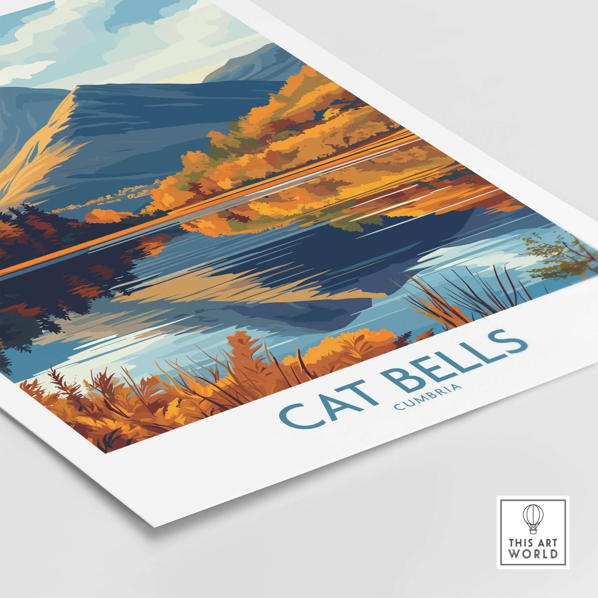 Cat Bells Wall Art Print - Lake District showcasing vibrant colors and stunning reflections of nature in Cumbria.