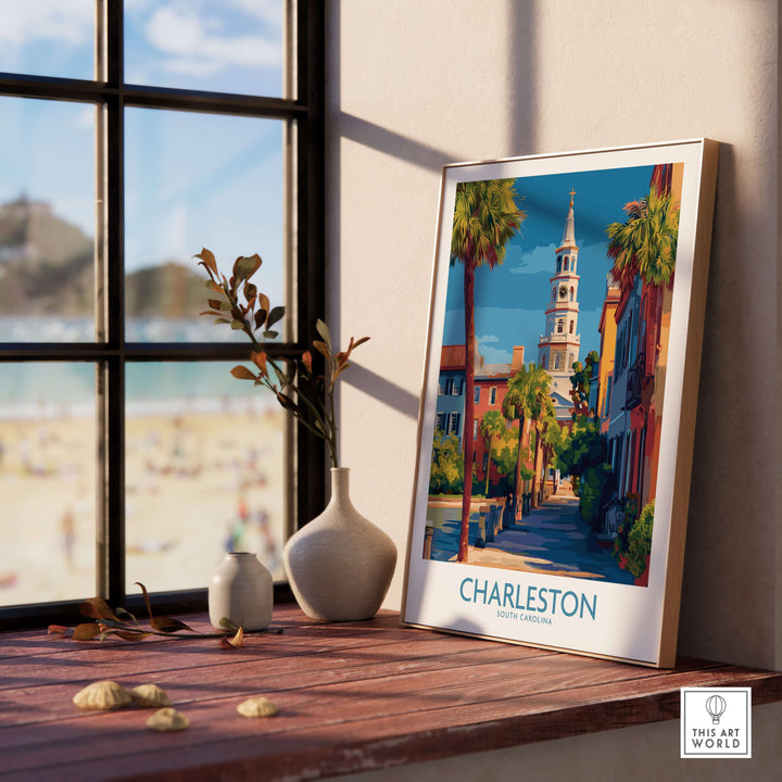 Charleston SC Art Print | Classic Southern City Poster featuring historic architecture and charming streets.