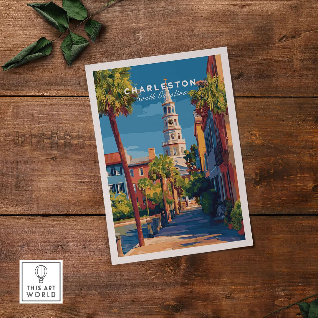 Charleston St. Michael's Church View Print | South Carolina Wall Art showcasing historic Charleston architecture.