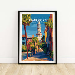 Charleston St. Michael's Church View Print | South Carolina Wall Art featuring historic architecture and Southern charm.