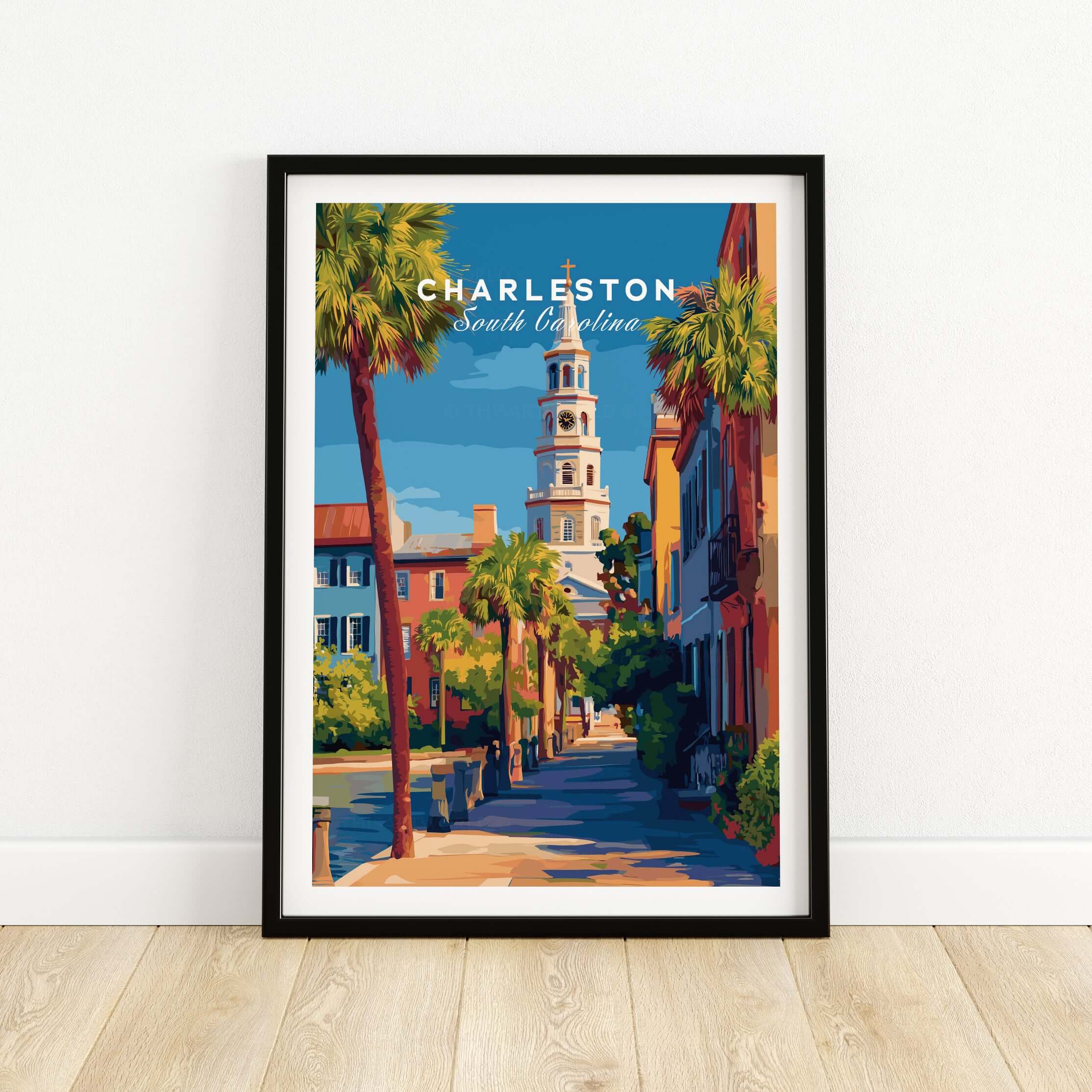 Charleston St. Michael's Church View Print | South Carolina Wall Art featuring historic architecture and Southern charm.