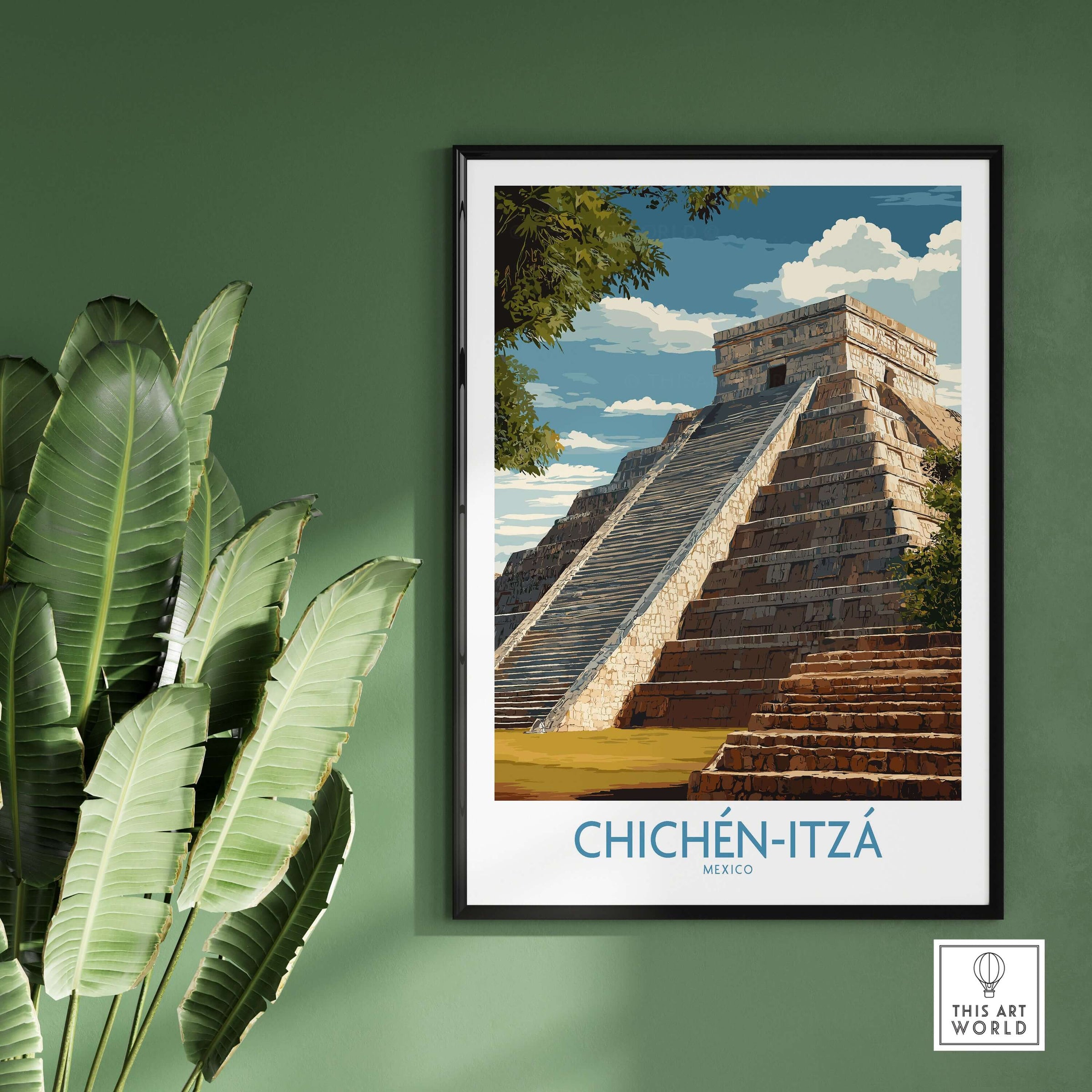 Mexico Chichén Itzá El Castillo Poster Mayan Temple Travel Print Ancient Ruins Wall Art
