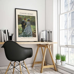Monet Bazille and Camille Déjeuner sur l Herbe Study Impressionist Poster Art Print in a modern workspace setting.