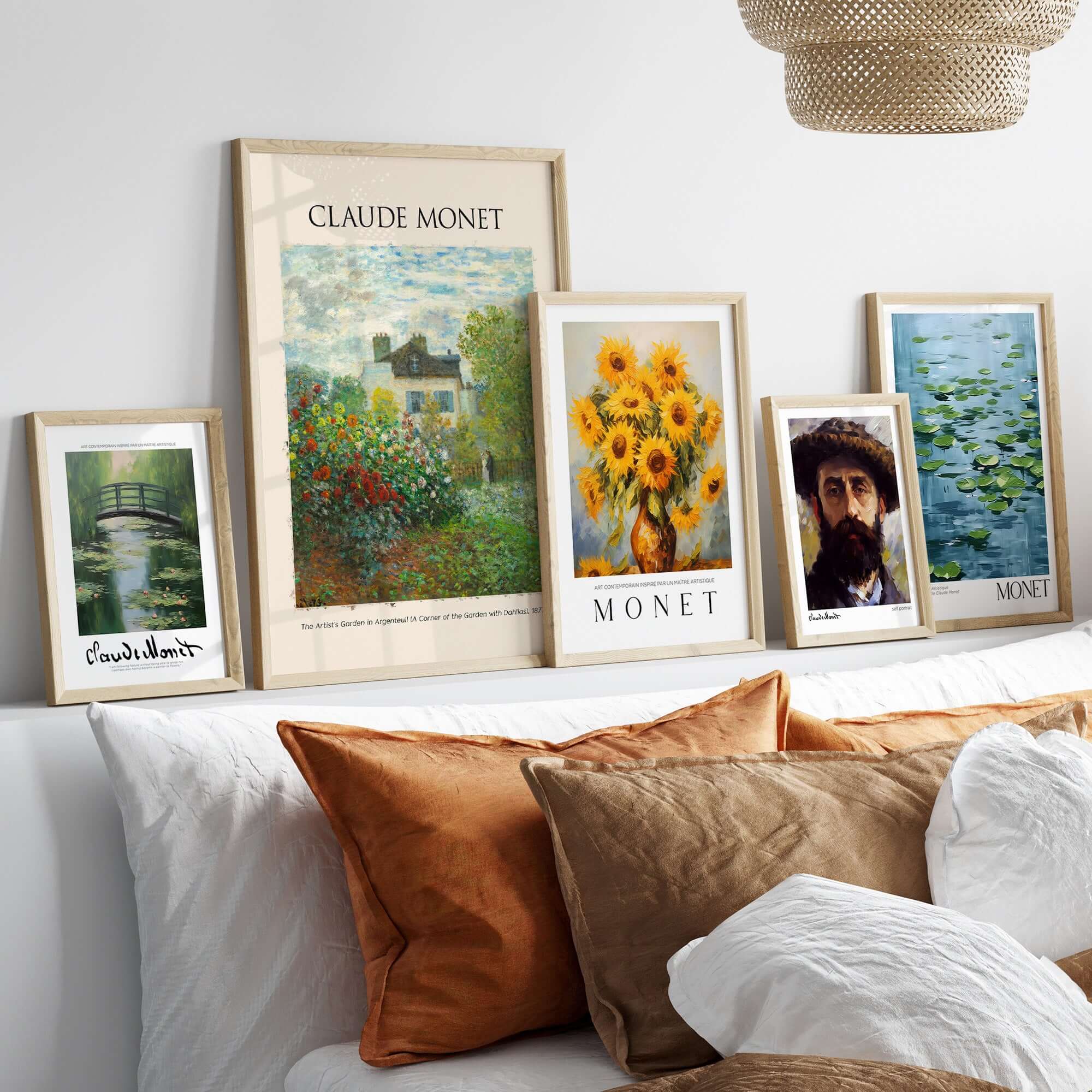 Monet Artists Garden Argenteuil Dahlias Floral Impressionist Poster Art Print displayed among other Monet artworks.