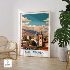 Cochabamba Bolivia Art Print - South America City Decor showcasing vibrant city landscape and culture.