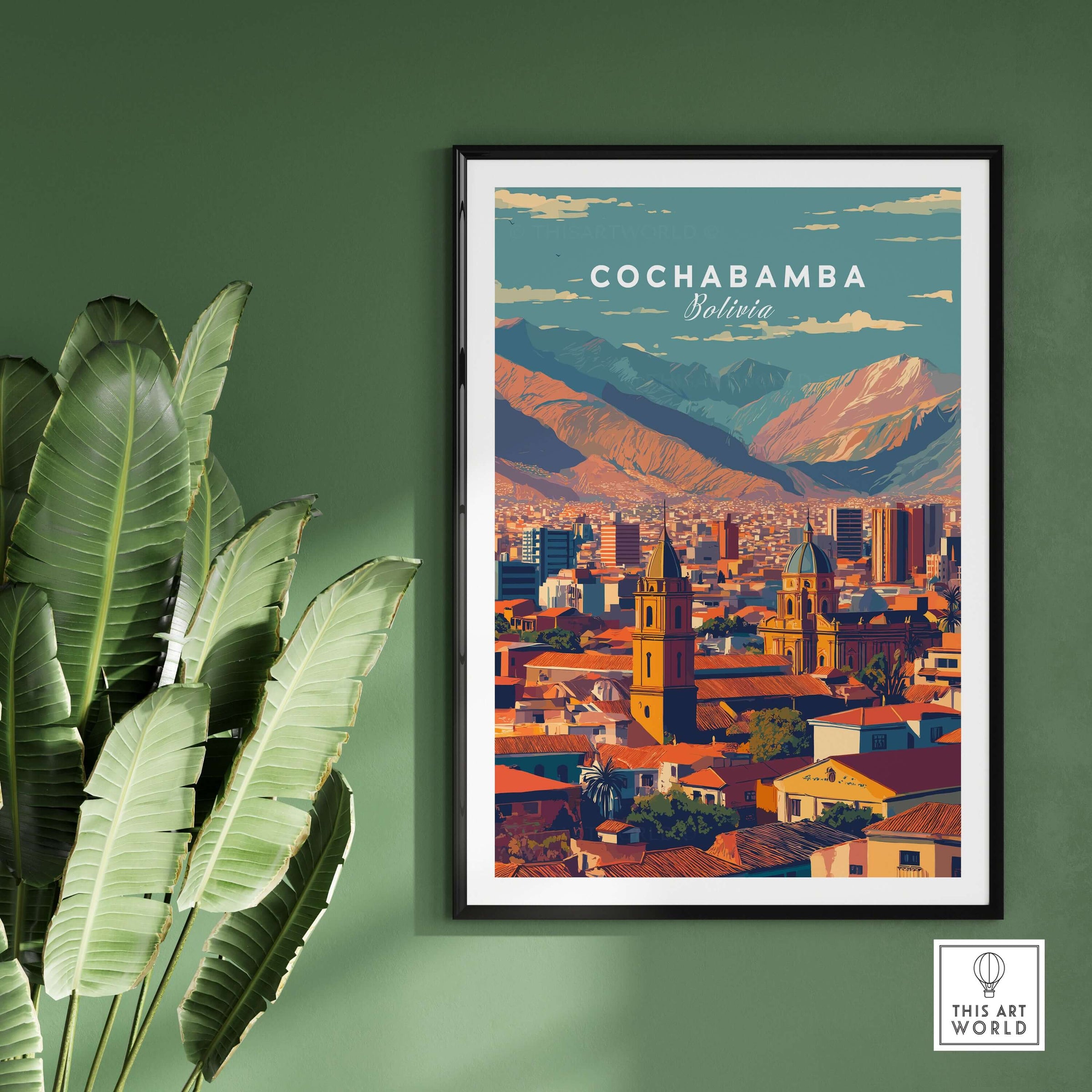 Cochabamba Bolivia Modern Cityscape Poster - Urban South America Print showcasing vibrant city energy.