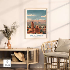 Cochabamba Bolivia Wall Art - South American Travel Decor showcasing vibrant city landscape and cultural essence.